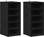 vidaXL Cipőszekrény 2 pcs Fekete tölgy 32 x 35 x 70 cm Faanyag