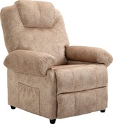 HOMCOM Velúr Kárpitozású Manuális Dönthető Pihenőfotel Retractable Lábpihentetővel és Oldalsó Zsebekkel - 88x91x108 cm Beige | Aosom