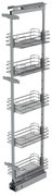 Konyhai fémrács, kamravasalat, 300mm, króm, teljes kihúzású, csillapított záródás, 1880-2180mm, 5 kosár SIGE, Green Line 265