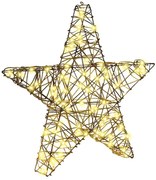 3D Csillag 50 LED-del Meleg fehér 55 x 52.5 x 9 cm Rattan