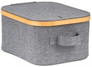 Tárolódoboz G21 24 x 30 x 15 cm, bambusz fedéllel, szürke