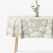 Goldea ovális teflonos terítő - fehér virágok 140 x 180 cm