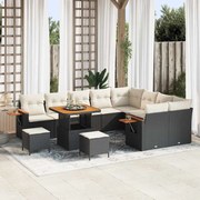 Kerti Kanapé Szett 12 pcs Fekete és krémszínű 80 x 80 x 71 cm