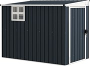 Outsunny Fém Szerszámtároló 2.7m² 128x231x181cm Kerti Tároló Mono-Pitched Tető Ablakkal Zárható Ajtóval Időjárásálló Kerti Sátor Sötétszürke | Aosom
