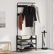 Kabáthorog polcokkal Musta tammi 75 x 34 x 184 cm Faanyag