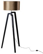 Állólámpa fekete bársony lámpabúrával bronz színben 50 cm - Puros