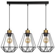 Csillár zsinóron PRIMO 3xE27/60W/230V fekete/arany