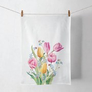 Pamut konyharuha tulipán virágos 50x70 cm