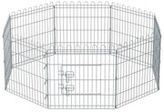 Kutya kennel, kutyaketrec, 61 cm magas, összecsukható kifutó 8 paneles, ezüst | VASHOME