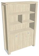 Verno+ S magas szekrény 140 x 46 x 210 cm, polccal, akác / vanília
