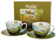 Porcelán csésze + alj 270 ml 2 személyes dobozban Monet kertje Argenteuilban