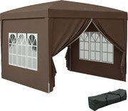 Outsunny Pavilon kb. 3x3m, Vízálló Stabil Télálló Összecsukható Pavilon, UV Védelem 50+, Összecsukható Parti Sátor Kert Sátor 4 Oldalfal Táskával Kert