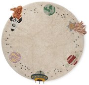 Krémszínű mosható kézi szövésű pamut gyerek játszószőnyeg ø140 cm Interstellar Journey – Lorena Canals