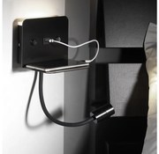 ONLI - LED Rugalmas kislámpa polccal és USB töltővel PLAK LED/1W/230V fekete