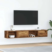 2 db antik fa szerelt fa fali TV-szekrény 80x31x25,5 cm