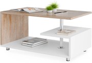 Casaria® Orlando dohányzóasztal 95x55x50 cm - fehér/tölgyfa