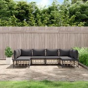 6 részes antracitszürke polyrattan kerti ülőgarnitúra párnákkal