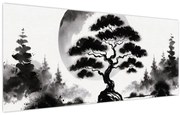 Kép – Fekete-fehér bonsai (120x50 cm)