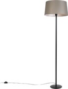Fekete állólámpa vászonárnyékolóval, taupe színben, 45 cm - Simplo
