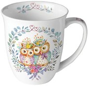 Szerelmes bagoly pár porcelán bögre Owl couple in love