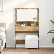 Öltözködőasztal kézműves tölgy 80 x 41 x 134,5 cm Faanyag