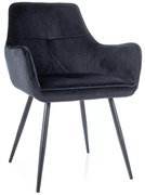 Bársonyos étkezőszék fekete lábakkal GRAPE fekete