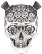 Illusztráció Steampunk skull tattoo., Jiewsurreal