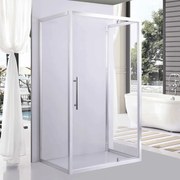 Stuxi Torino 100x80 falsíkra szerelhető 3 oldalú nyílóajtós zuhanykabin 6 mm vízlepergető biztonsági üveggel, króm elemekkel, 200 cm magas