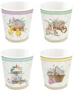 Spring Bloom húsvéti porcelán eszpresszó kávés pohár 4 személyes szett díszdobozban