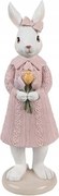 Dísz nyúllány rózsaszín ruhában 23 cm