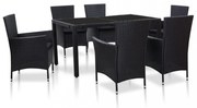 7 részes fekete kültéri polyrattan étkezőgarnitúra