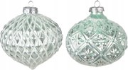 2 db-os menta színű üveg díszgömb szett 10x10 cm