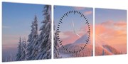 Kép - Téli táj (órával) (90x30 cm)