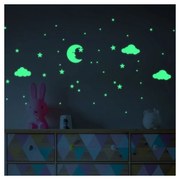 Moon and Clouds sötétben világító falmatrica - Ambiance