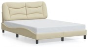 krémszínű szövet ágykeret LED-ekkel matrac nélkül Hvar 120x200 cm