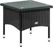 Kerti kisasztal, polyrattan, fekete, 50 x 50 x 45 cm