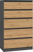 M5 fiókos szekrény, antracit-tölgy