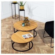 KÉSZLET 2x Kávésasztal OAKLOFT 38x90 cm fekete/tölgy