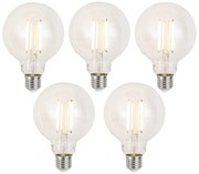 5 db Okos E27 Dimmelhető LED Izzó G95 Átlátszó 7W 806lm 2700-6500K