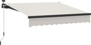 Outsunny Kézi Retractable Napernyő 3x2.5m Napelemes LED Fényekkel Erkélyhez Alumínium Kvázi és UV50+ Védelem Kert Terasz Ablakokhoz Krém | Aosom