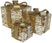 Arany LED karácsonyi ajándékok 3db