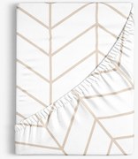 Goldea pamut körgumis lepedő - bézs cikkcakk fehéren 140 x 200 cm