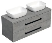 Fürdőszobaszekrény fekete fogantyúval SAT Cube Way 120x53x46 cm matt beton CUBE46C1203BESAT45