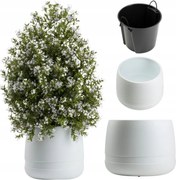 Virágtartó Fehér Kerti műanyag virágtartó betéttel teraszra erkélyre fedő