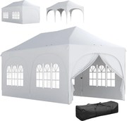 Outsunny 3 x 6 m vízálló pop-up pavilon — állítható magasság, csúcsos tető, vízelvezető szellőzők, levehető oldalfalak, UPF30+ — fehér | Aosom