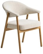 Krémszínű tölgyfa karfás étkezőfotel szett 2 db-os Elk – Unique Furniture