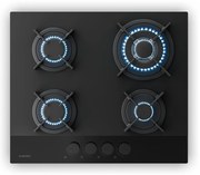 Klarstein Velaire gázfőzőlap, 4 égős főzőlap elektromos gyújtással, kompatibilis földgázzal és LPG-vel, 8000W, 60cm