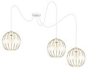 Csillár zsinóron MATT 3xE27/60W/230V pók fehér/arany