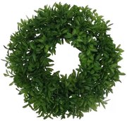 Levelek műkoszorú, zöld, átmérő: 27 cm