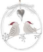 Karácsonyi függő fém dekoráció Madarak, 14,5 x 16x 1 cm